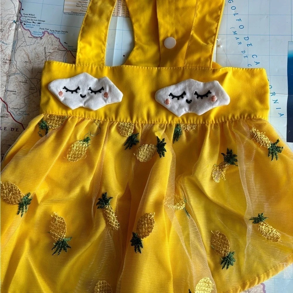 Dog Dresses Yellow Pineapple Small Puppy Dress Spring Summer Girls